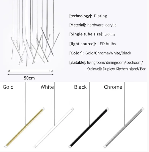 Luster Gaze Linea Sculptural Rods Chandelier - Background Shot