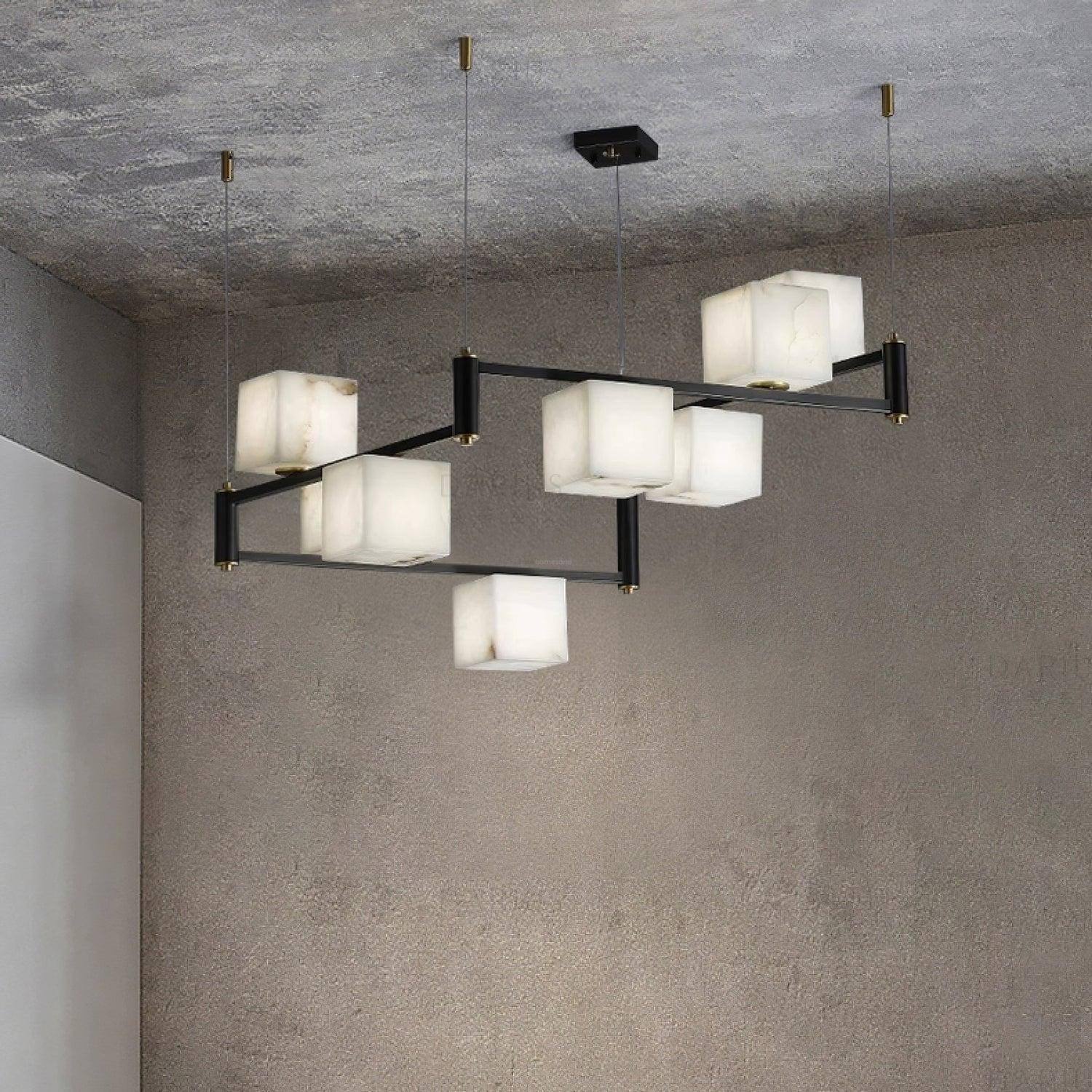 Alabaster Square Box Chandelier with 4/5/6/8/9 heads
