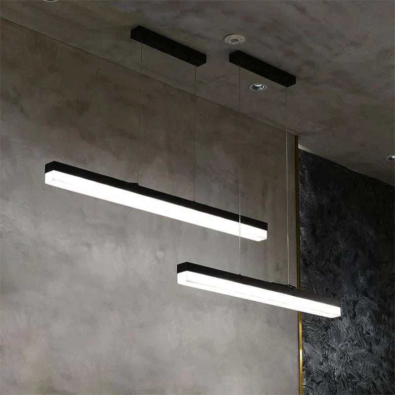 Prima Modern Alabaster Linear Pendant Light Over Kitchen Island, Chandelier Over Dining Table Pendant Light Luster Gaze 47.24"L*2.36"W*2.36"H Black