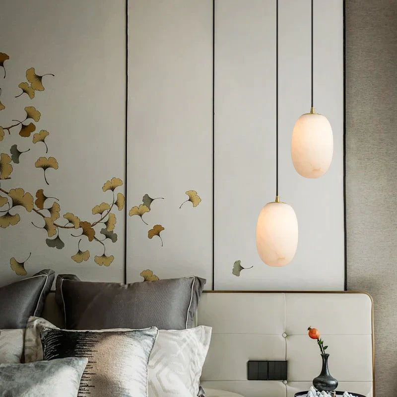 José Modern Real Alabaster Pendant Lighting Beside Bed, Dining Table Pendant Pendant Light Luster Gaze