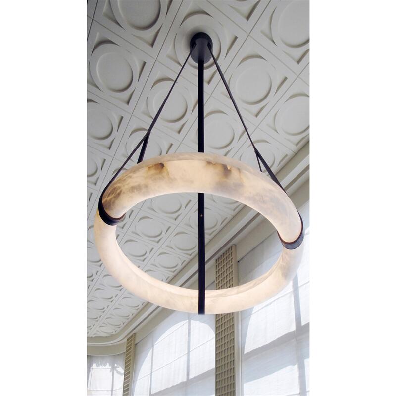 Oslo L1P Pendant Alabaster Chandelier, Halo Ring Chandelier With canopy Over Dining Table Chandelier Luster Gaze