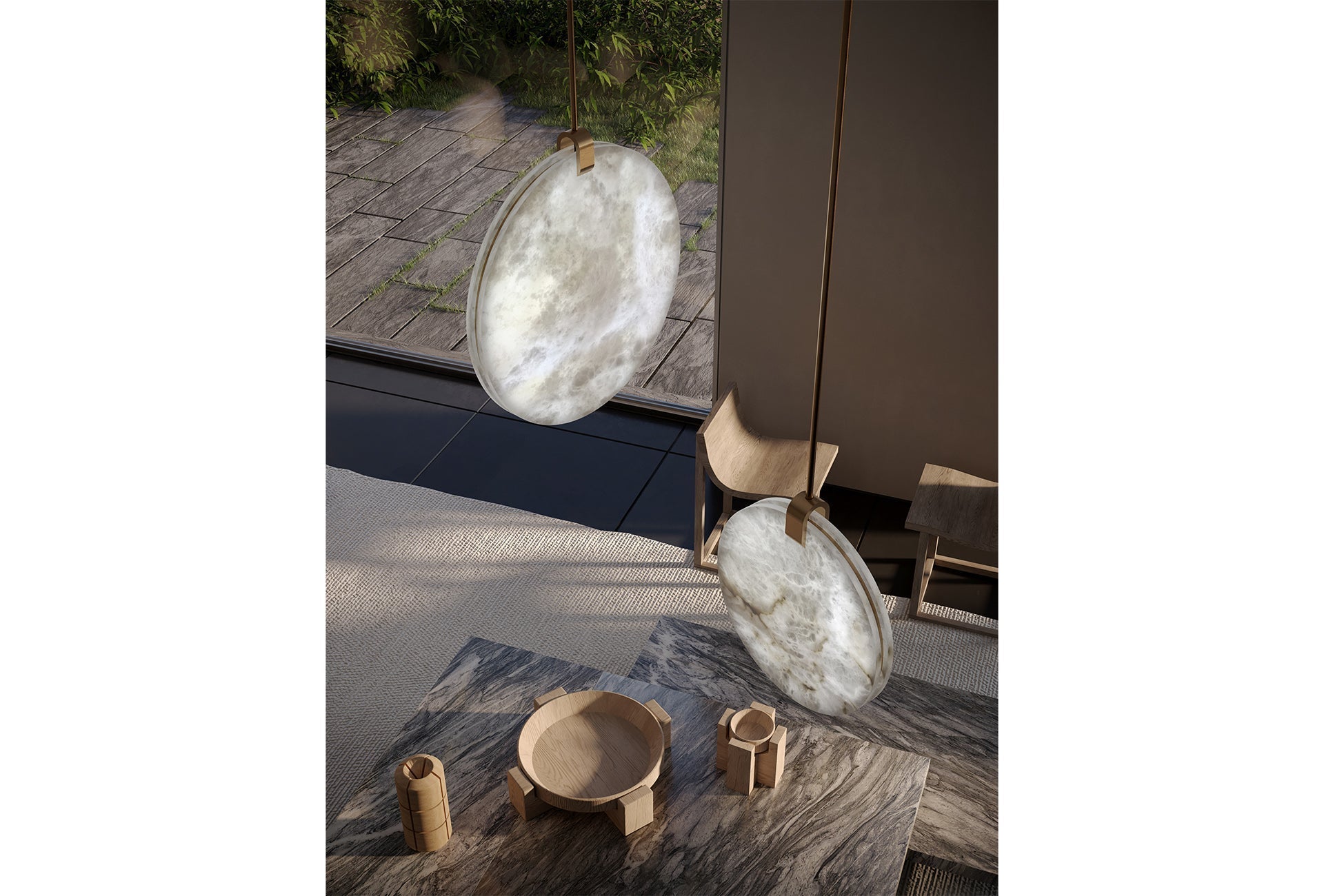 Soho Real Alabaster Disc Pendant Light, Pendant Lamp For Hallway, Staircase Pendant Light Luster Gaze
