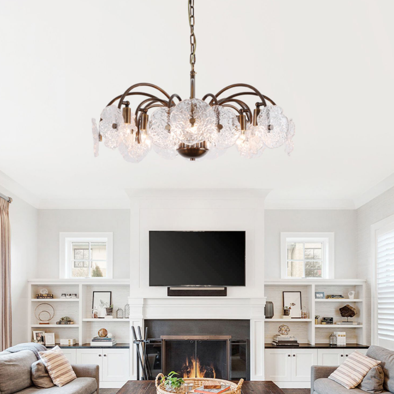 Lysen Vintage Glass Luxury Large Tiered Chandelier For Living Room