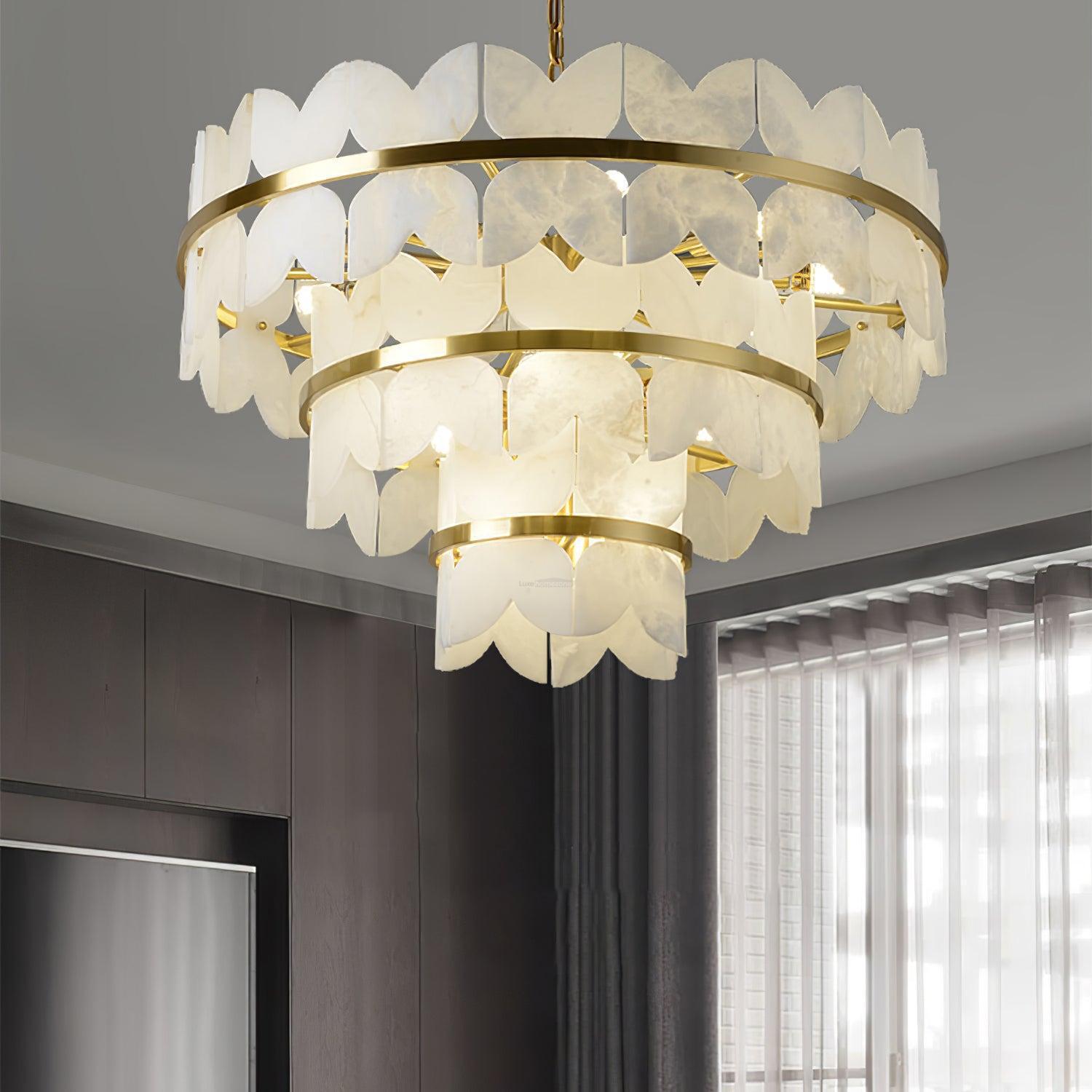 Alabaster Cloudscape Chandelier with 1/2 layer