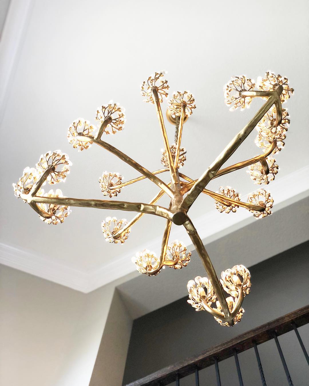 Luster Gaze Veridian Bloom 22-Light Gold Chandelier - Background Shot