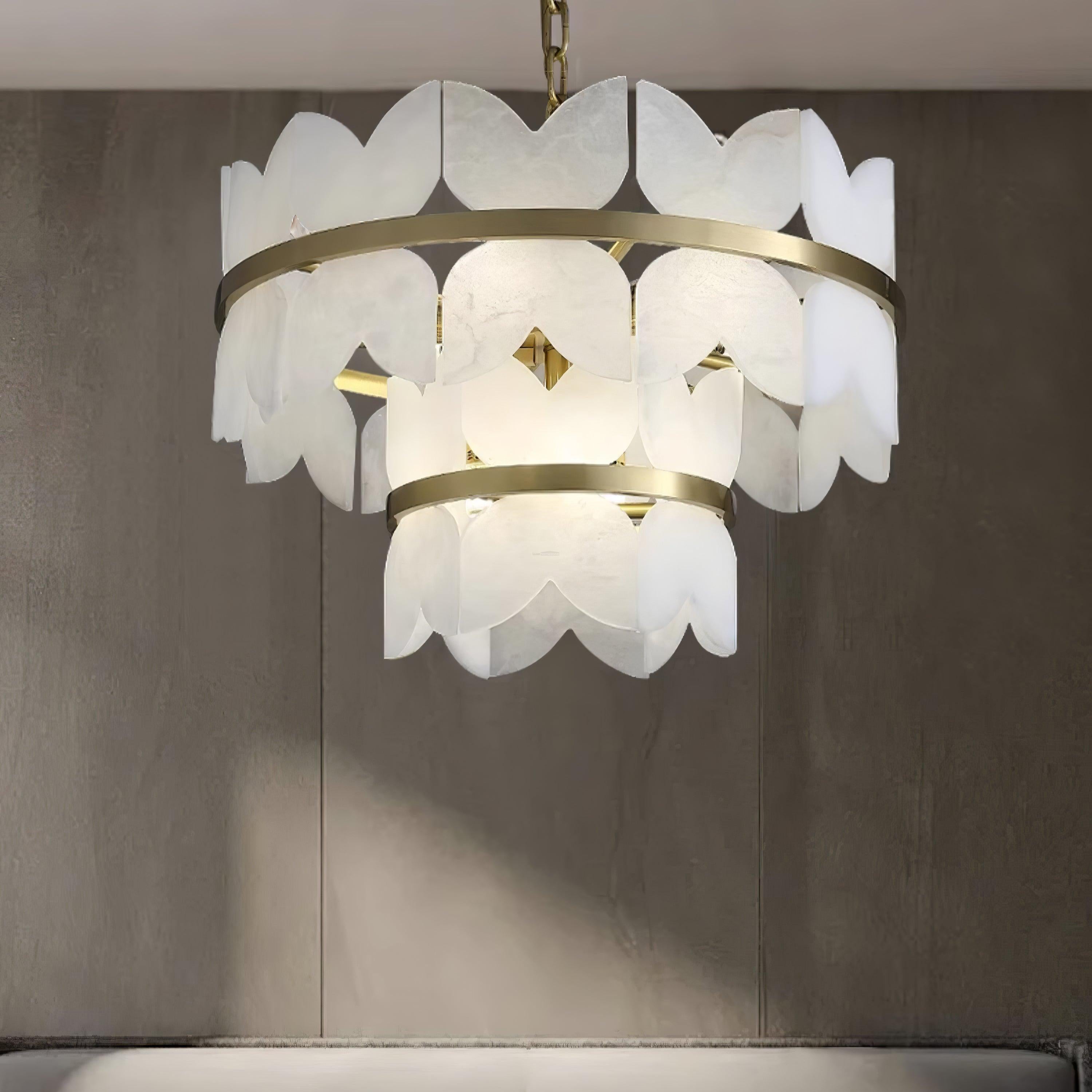Alabaster Cloudscape Chandelier with 1/2 layer