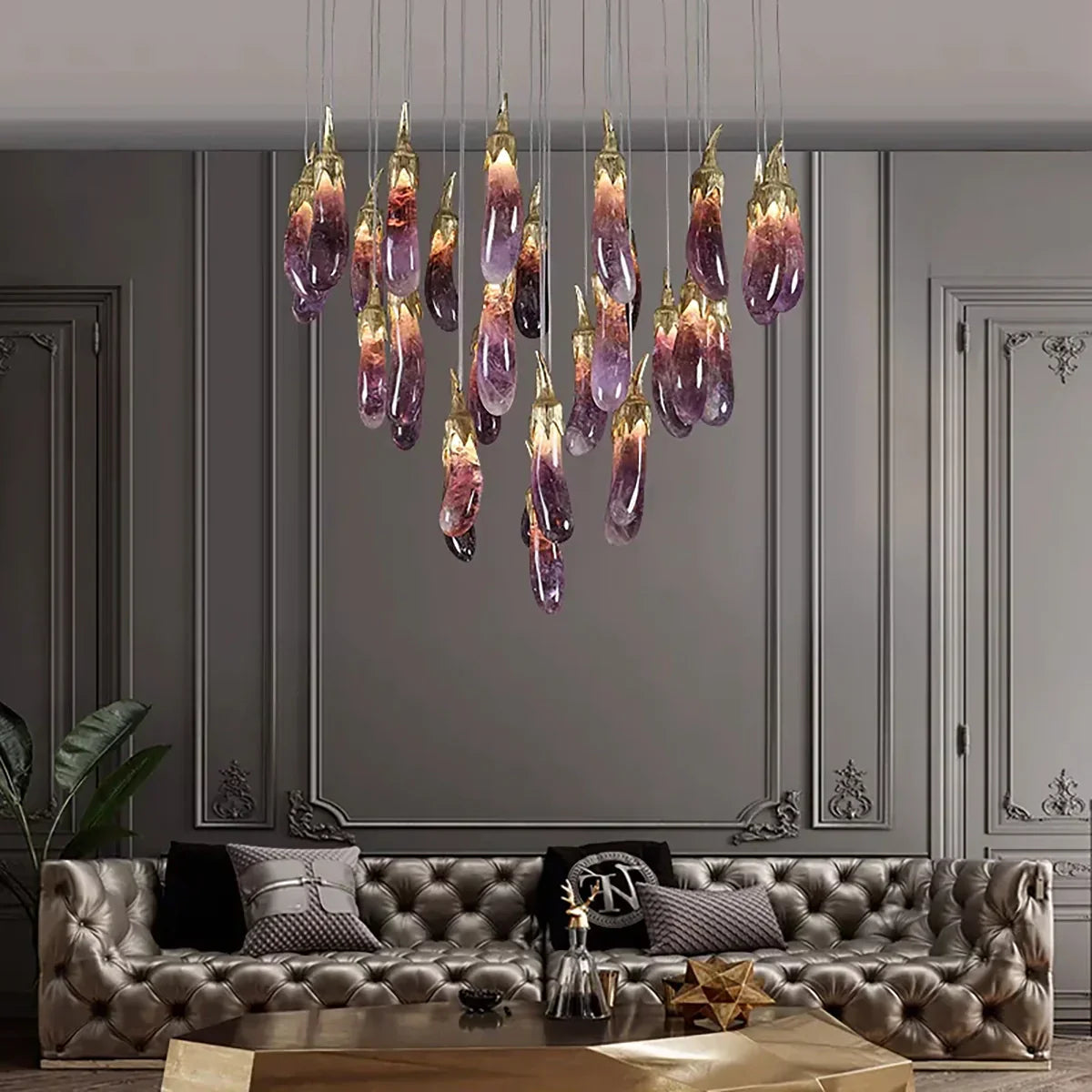 Eggplant-shaped Chandelier Purple Color