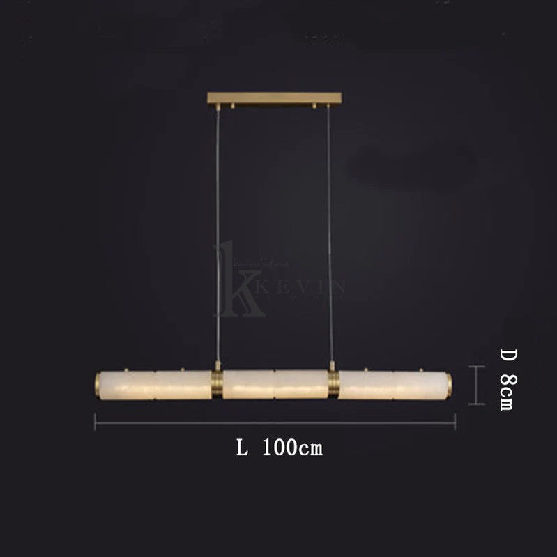 Chanavia Modern Linear Alabaster Chandelier, Chandelier Over Dining Table Pendant Light Luster Gaze 39.37‘’L