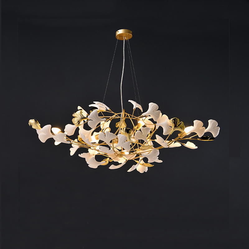 Luster Gaze Ginkgo Bloom Ceramic Chandelier - Background Shot