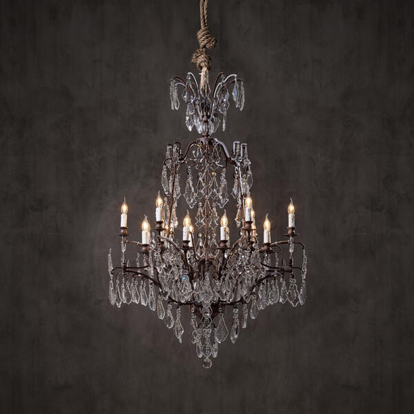 Luster Gaze Grand Baroque Tiered Glass Chandelier - grand American estate foyer