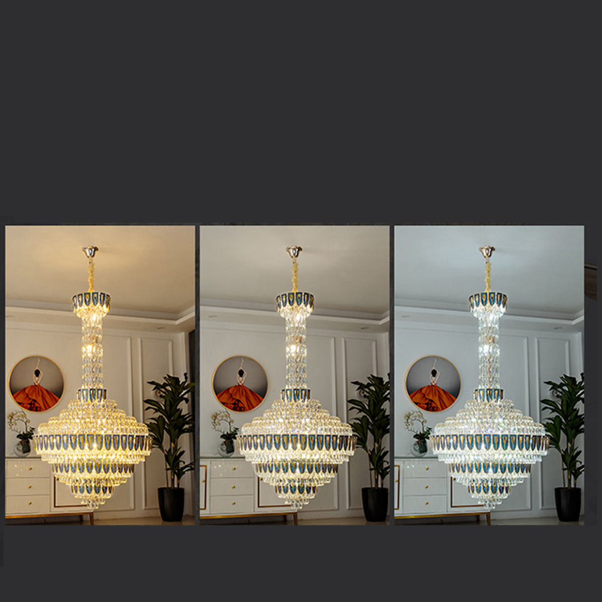 Luster Gaze Grand Empire Tiered Crystal Chandelier - Background Shot