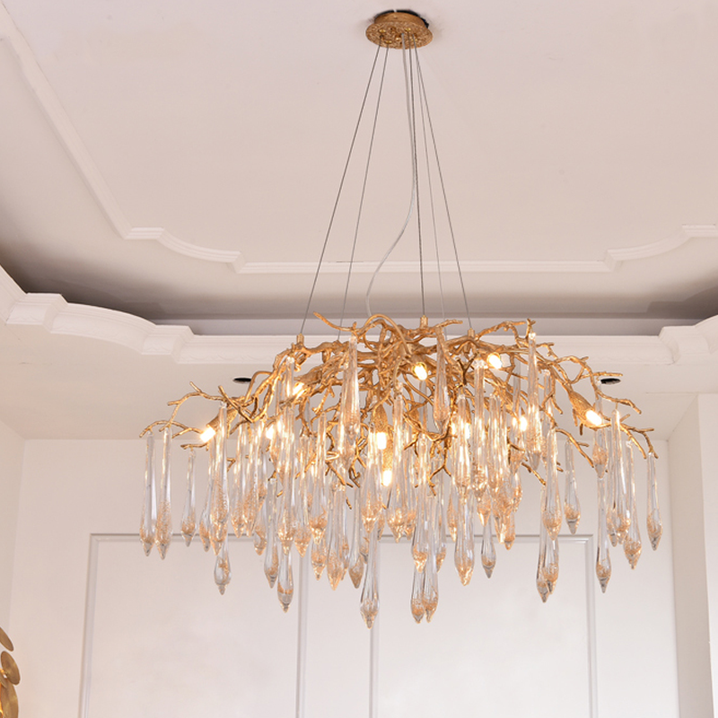 Luster Gaze Veridian Bloom Brass Branch Chandelier - Background Shot