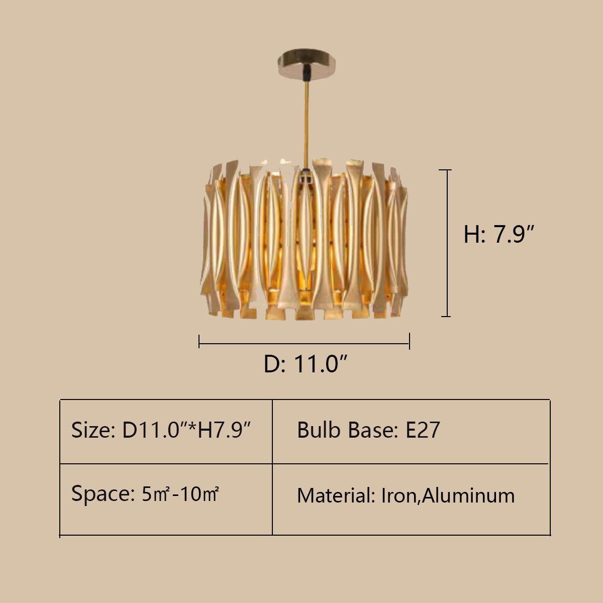 Post-Modern Light Luxury Aluminum Hollow Round Gold Chandelier for Living/Dining Room/Bar