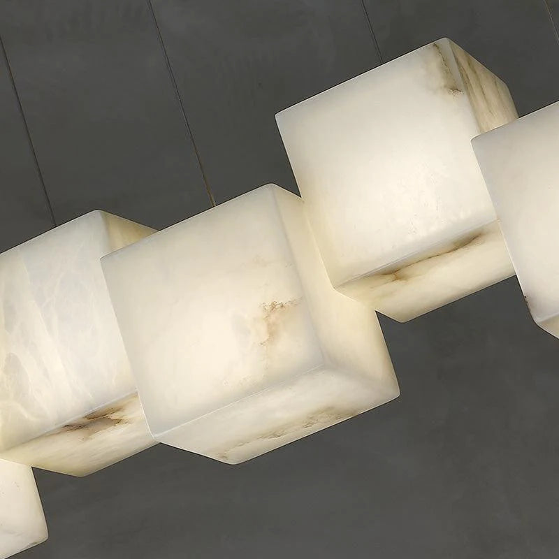 Vasilia Alabaster Cubic Pendant For Dining Table, Kitchen Island Pendant Chandeliers Luster Gaze