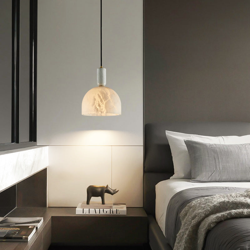 Aubry Modern Alabaster Bedside Pendant Light, Bedroom Pendant Lamp Chandelier Luster Gaze