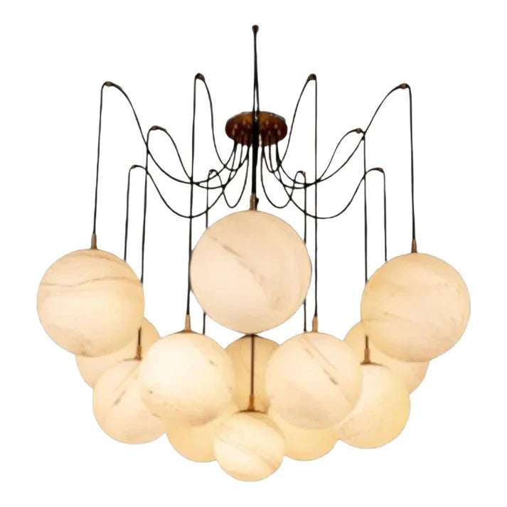 Terry Spider Alabaster Ball Chandelier, Luxurious Alabaster Chandelier Chandelier Luster Gaze