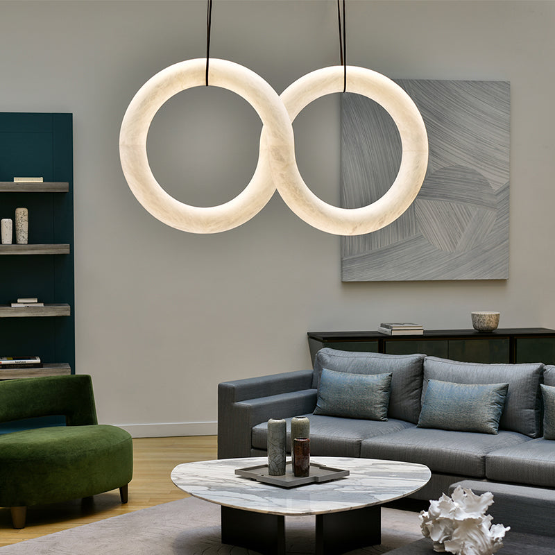 Oslo Infinity Symmetrical Alabaster Pendant Light For Living Room, Modern Designer Chandelier Chandelier Luster Gaze