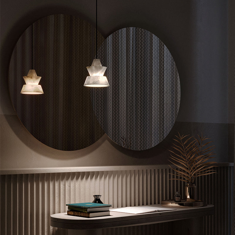 Koltin Lab Small Alabaster Coffee Table Pendant, Modern Pendant Light Besides Bed Chandelier Luster Gaze