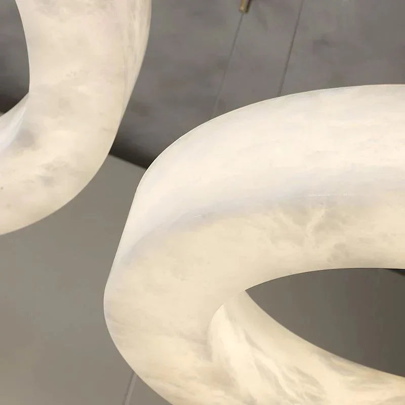 Emerald Real Alabaster Ring Chandelier, Modern Circular Chandelier Chandelier Luster Gaze