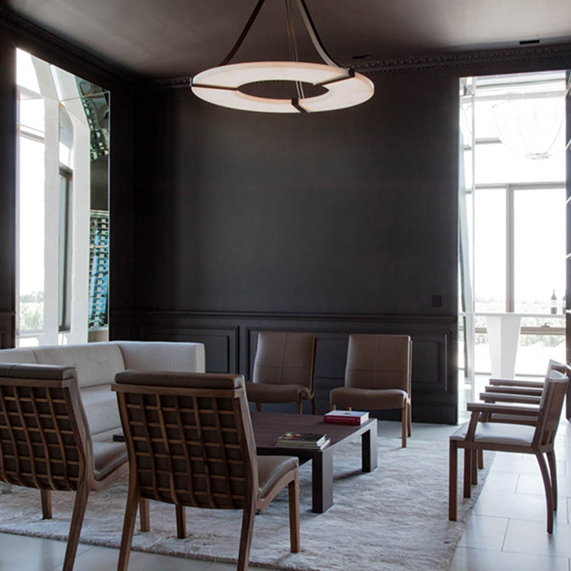 Maxine Modern Round Alabaster Plate Chandelier, Exquisite Illumination Chandelier Luster Gaze