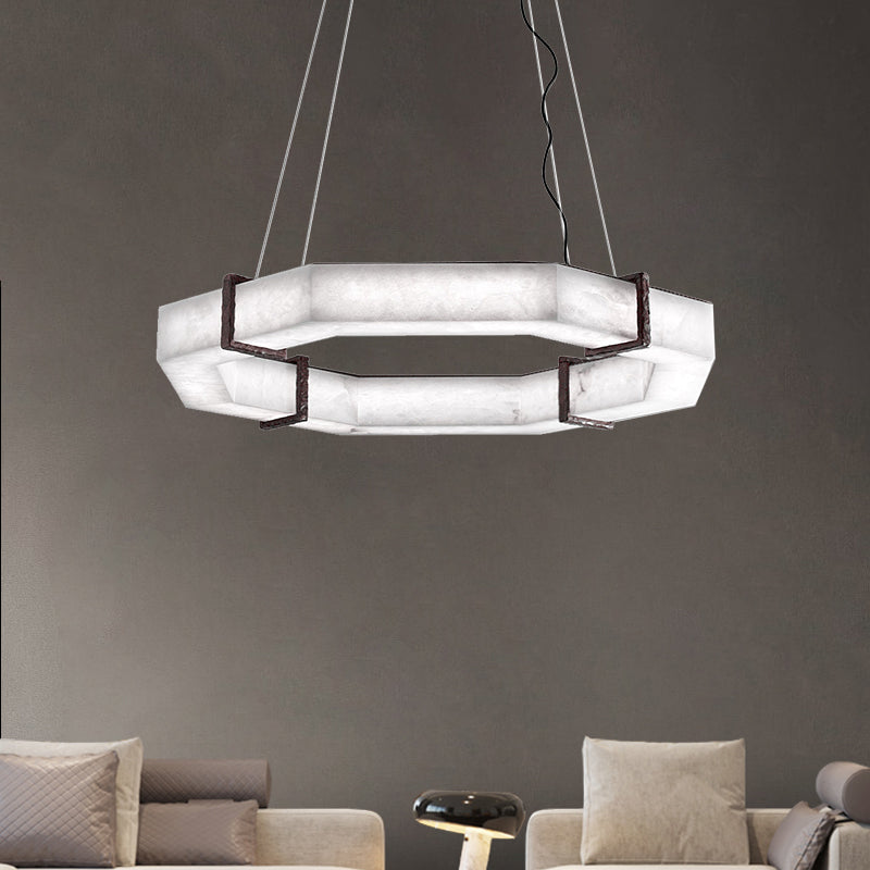 Maxine Modern Creative Retro Alabaster Living Room Round Chandelier Chandelier Luster Gaze