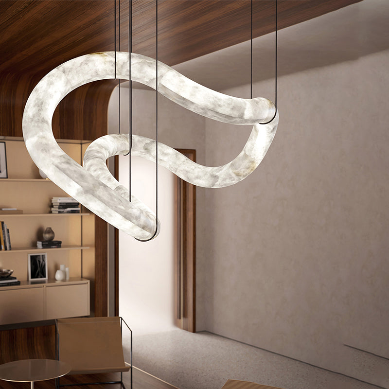 Oslo Infinity Symmetrical Entryway Alabaster Pendant Light, Entrance Pendant Light Chandelier Luster Gaze