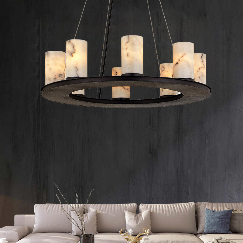 Scarlett Modern Round Industrial Candelabra Round Black Alabaster Chandelier Chandelier Luster Gaze