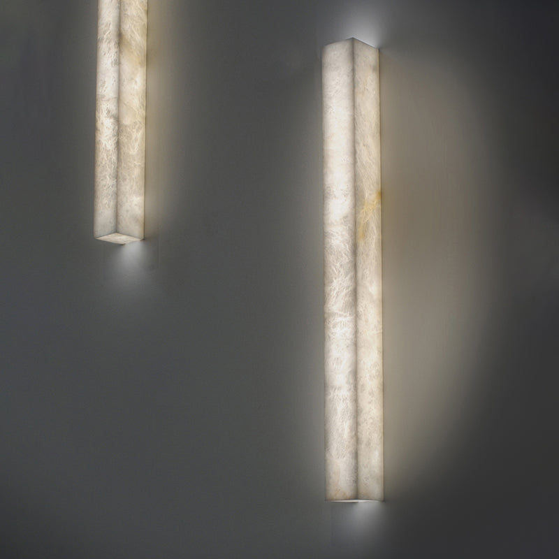 Flor Rectangular Modern Alabaster Wall Light Besides Bed Wall Light Fixtures Luster Gaze 23.6" H