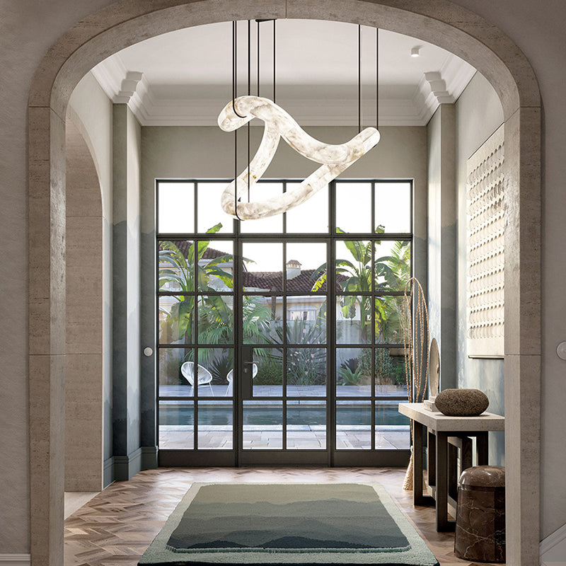Oslo Infinity Symmetrical Entryway Alabaster Pendant Light, Entrance Pendant Light Chandelier Luster Gaze