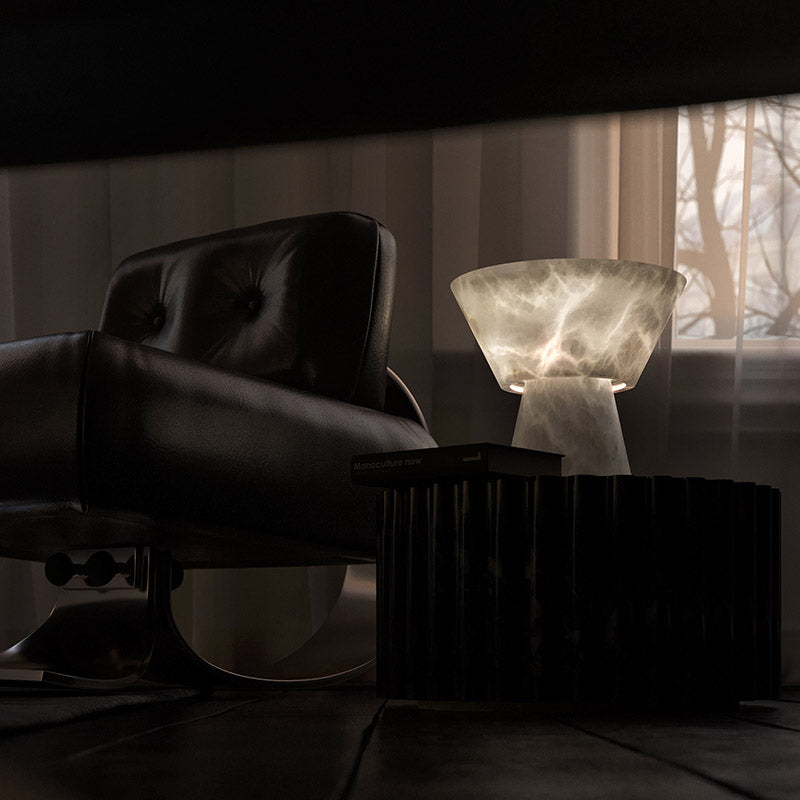 Franta Modern L Alabaster Living Room Table Lamp Besides Bed table lamp Luster Gaze