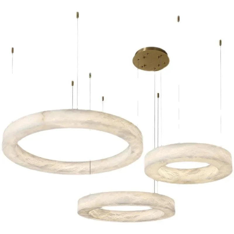 Emerald Real Alabaster Ring Chandelier, Modern Circular Chandelier Chandelier Luster Gaze