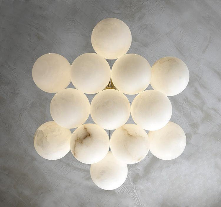 Sophie Modern Alabaster Ball Pendant Light, Dining Room Light Chandelier Luster Gaze