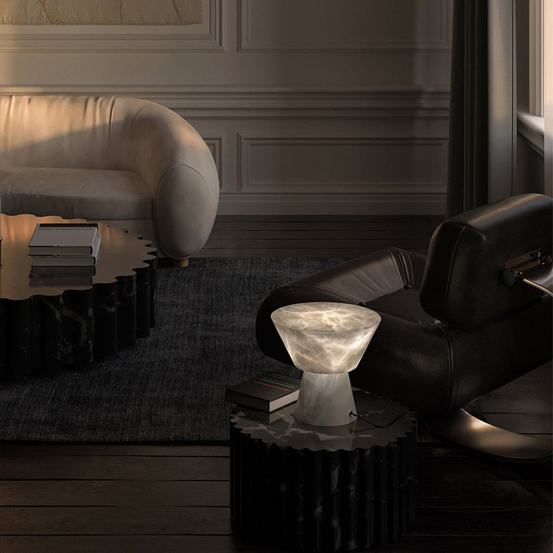 Franta Modern L Alabaster Living Room Table Lamp Besides Bed table lamp Luster Gaze