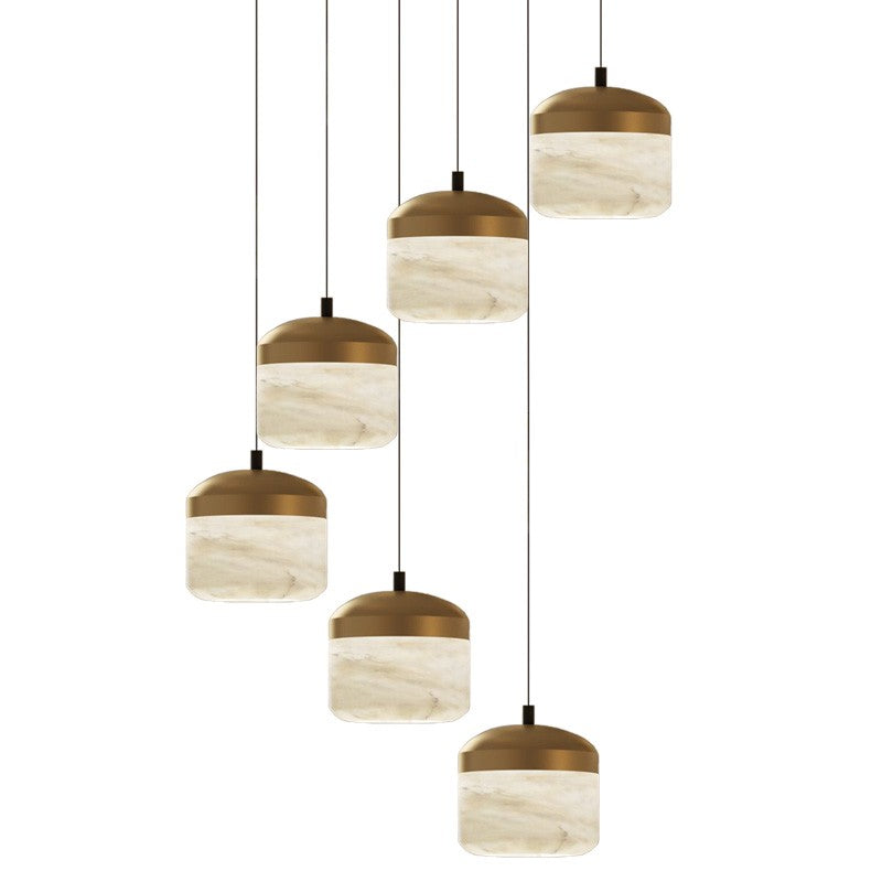Ava Radiance - United Modern Alabaster Pendant Lamp For Staircase, Kitchen Pendant Light Chandelier Luster Gaze 6 Lights