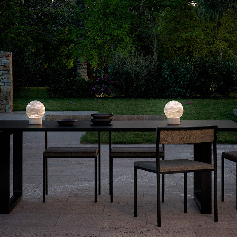 Franta Modern Round Alabaster Table Lamp, Bedside Table Lamp Chandelier Luster Gaze