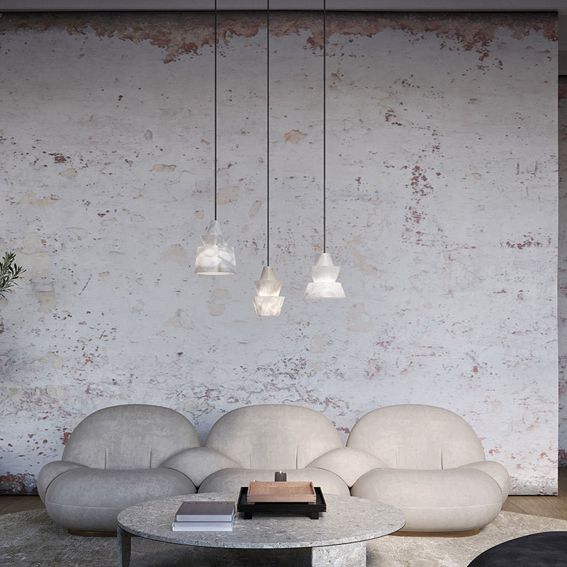 Koltin Lab Small Alabaster Coffee Table Pendant, Modern Pendant Light Besides Bed Chandelier Luster Gaze