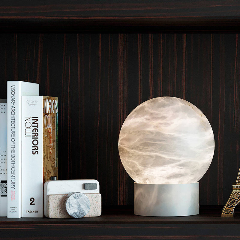 Franta Modern Round Alabaster Table Lamp, Bedside Table Lamp Chandelier Luster Gaze