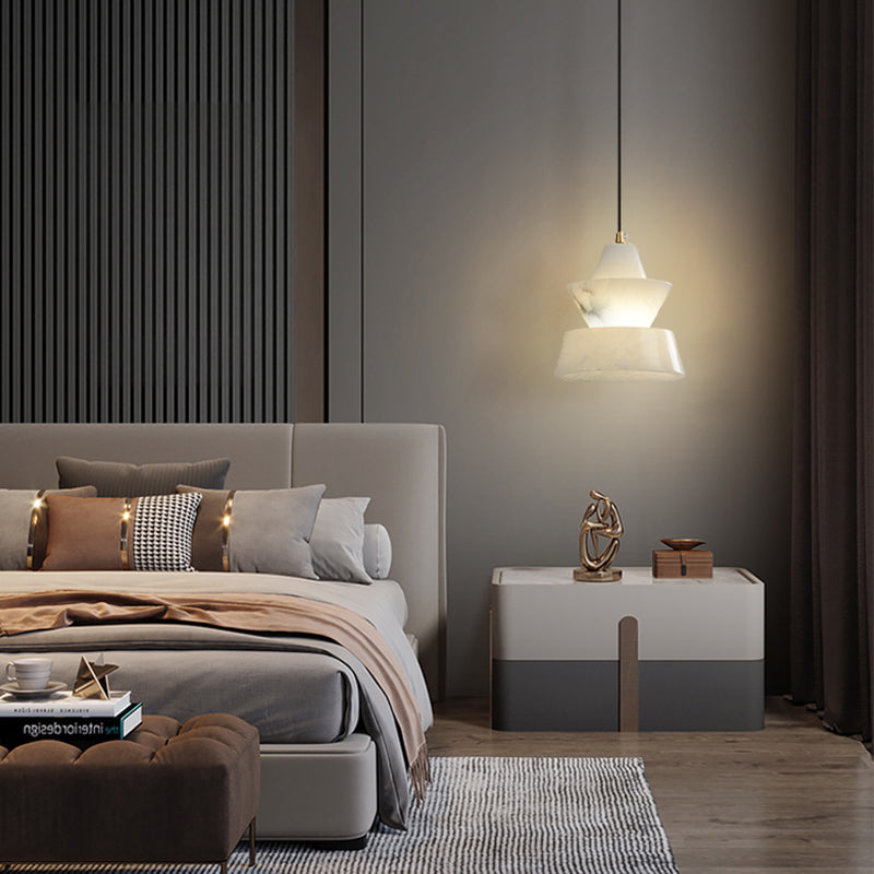 Koltin Lab Small Alabaster Coffee Table Pendant, Modern Pendant Light Besides Bed Chandelier Luster Gaze