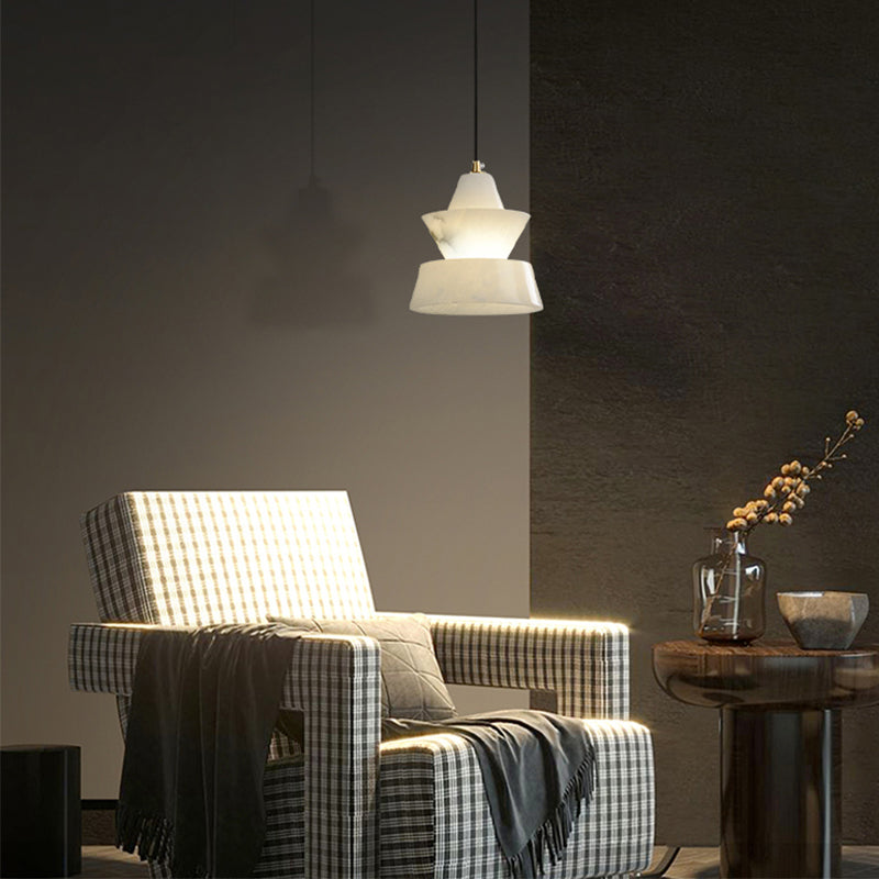Koltin Lab Small Alabaster Coffee Table Pendant, Modern Pendant Light Besides Bed Chandelier Luster Gaze