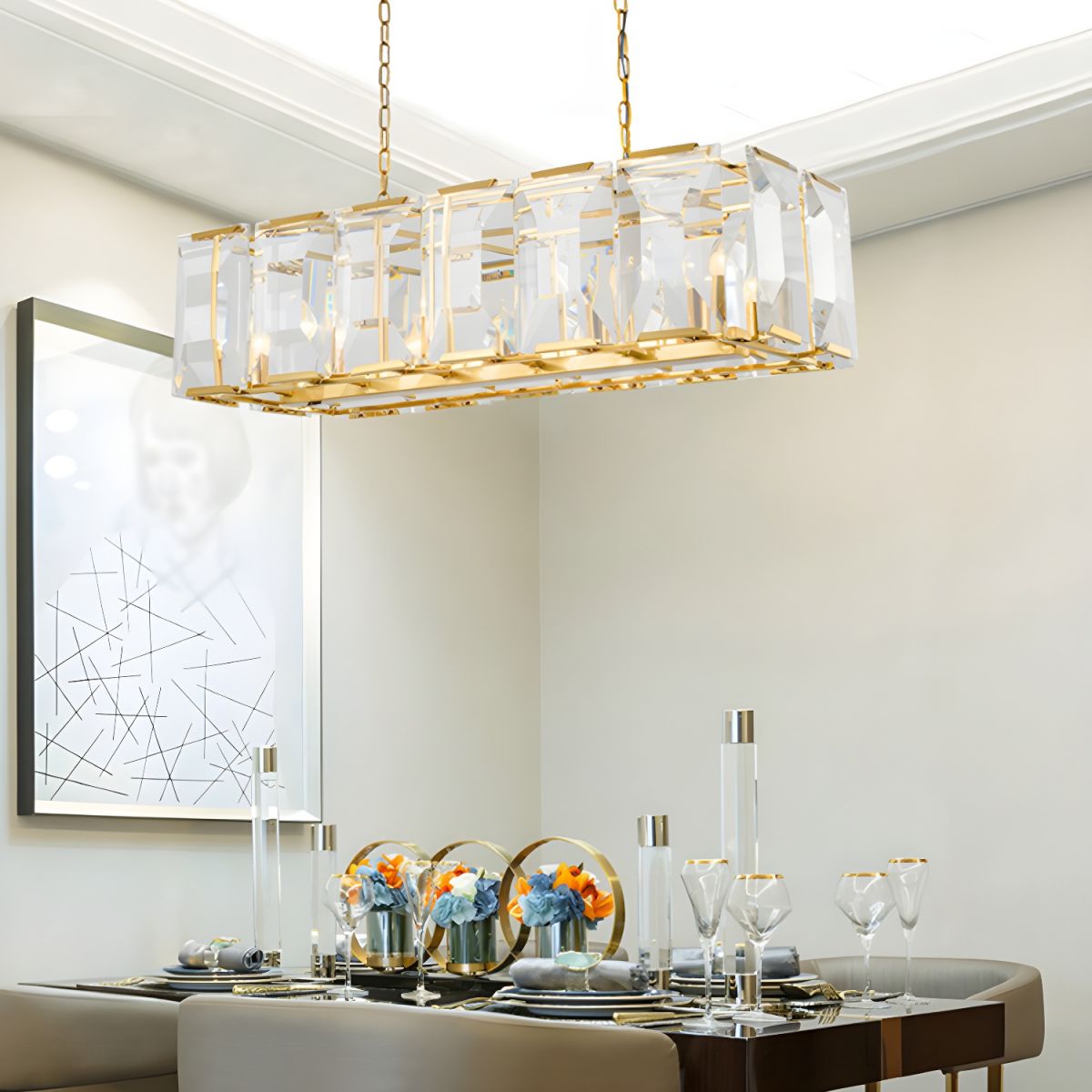 Harlows Crystal Rectangle Chandelier