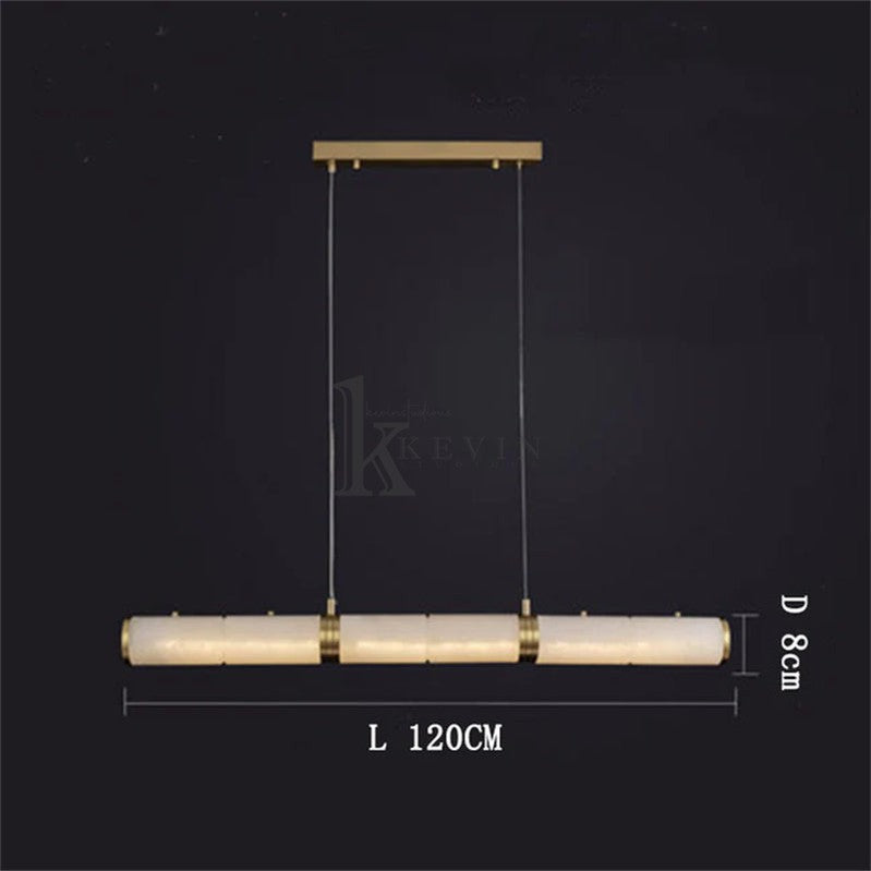 Chanavia Modern Linear Alabaster Chandelier, Chandelier Over Dining Table Pendant Light Luster Gaze 47.24''L
