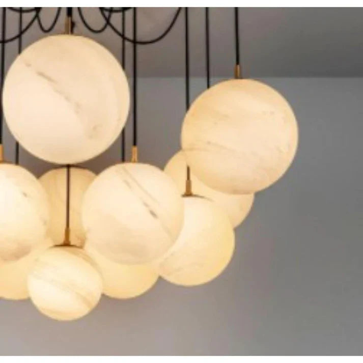 Terry Spider Alabaster Ball Chandelier, Luxurious Alabaster Chandelier Chandelier Luster Gaze