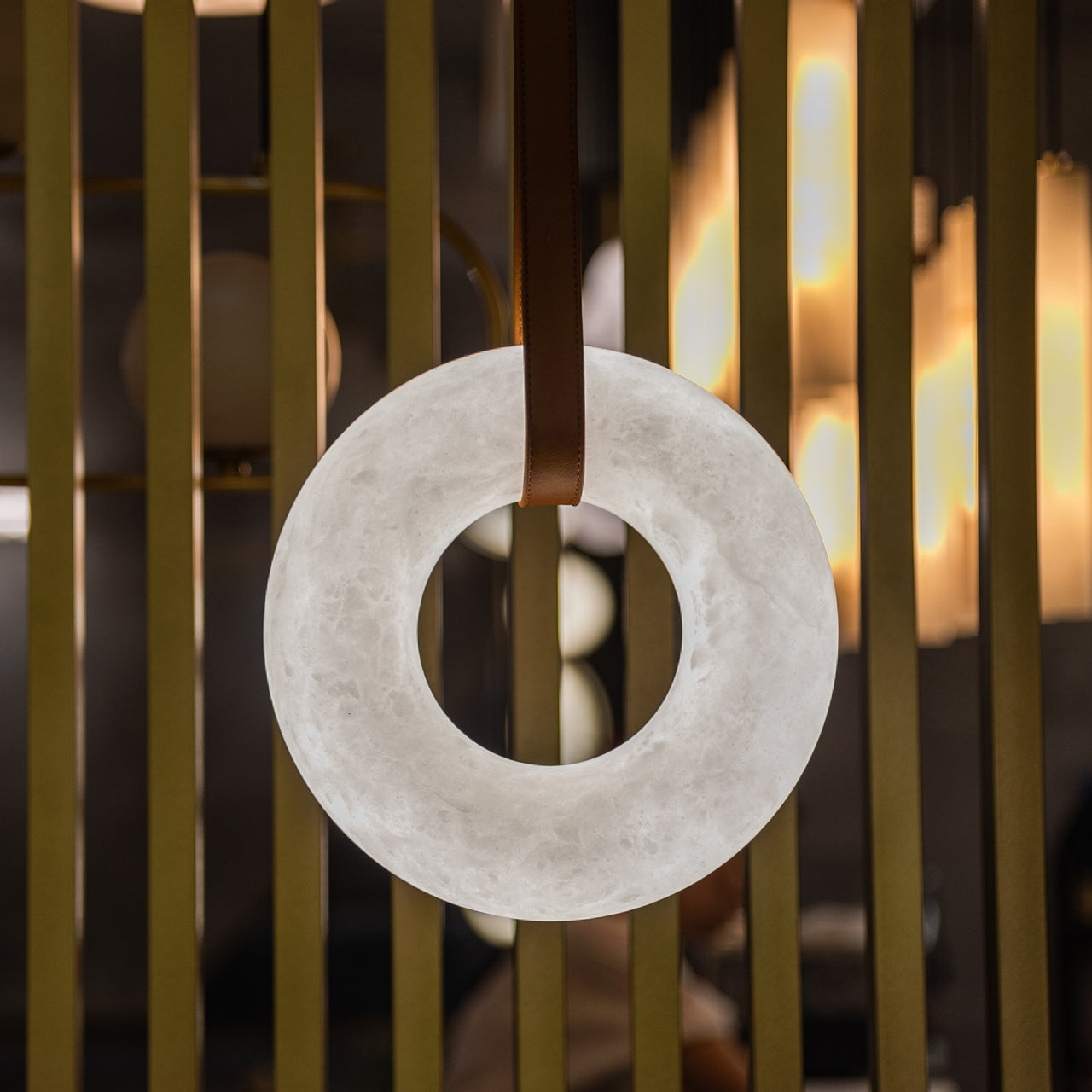 Luster Gaze Alabaster Orb Modern Pendant - Background Shot