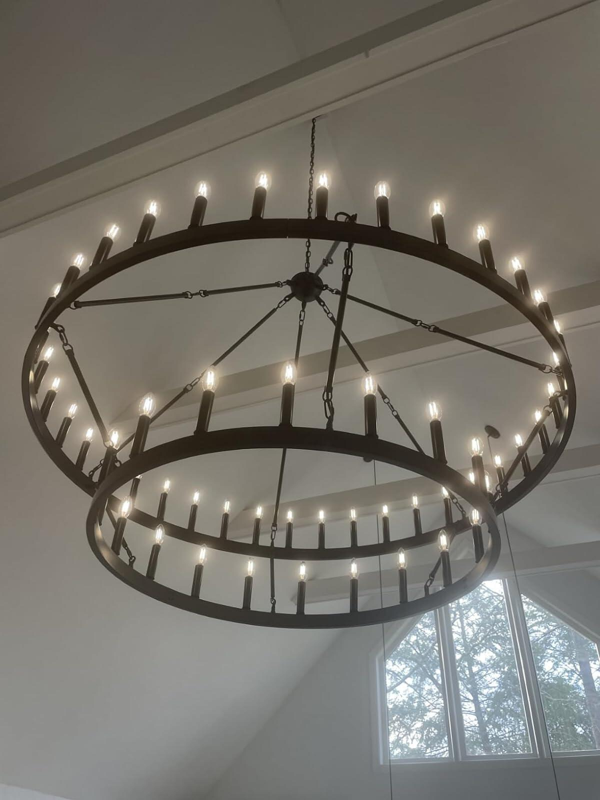 Celestine Vintage Filament 2-Tier Round Chandelier 63''