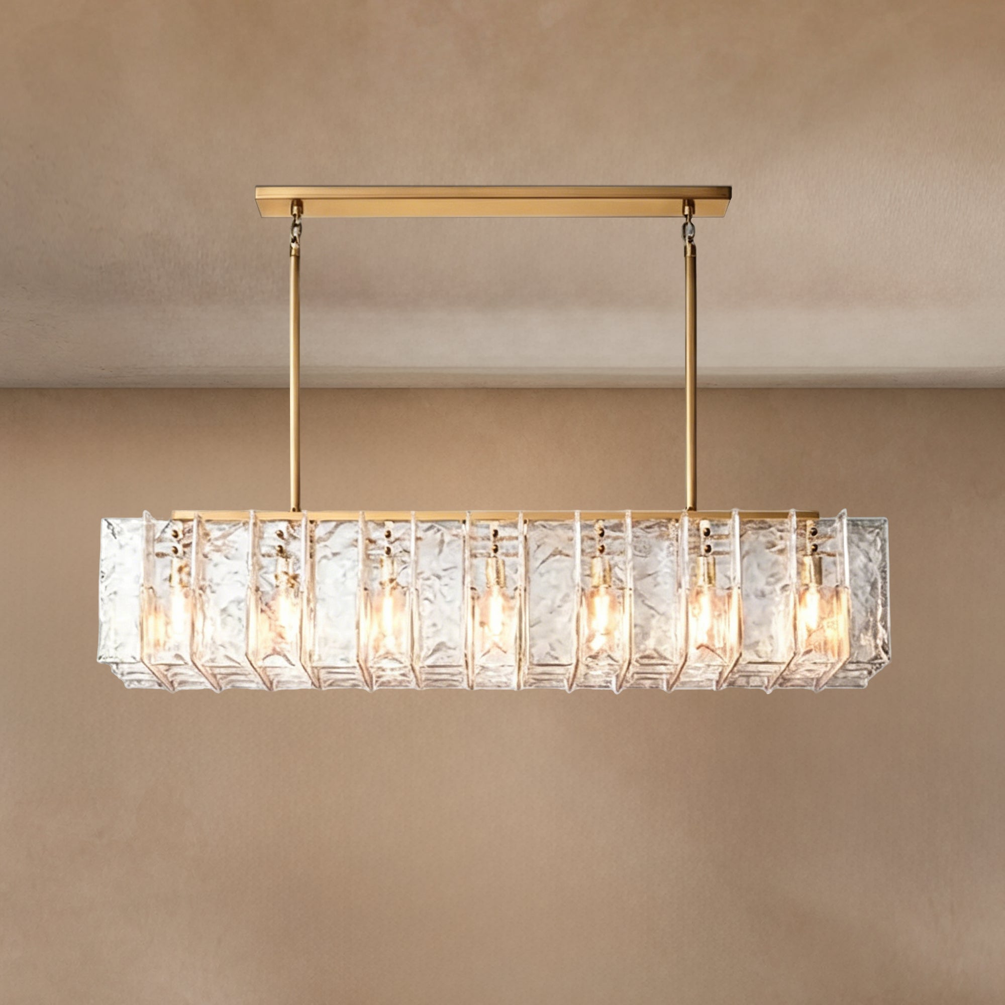 Latrel Clear Glass Rectangular Chandelier 67″