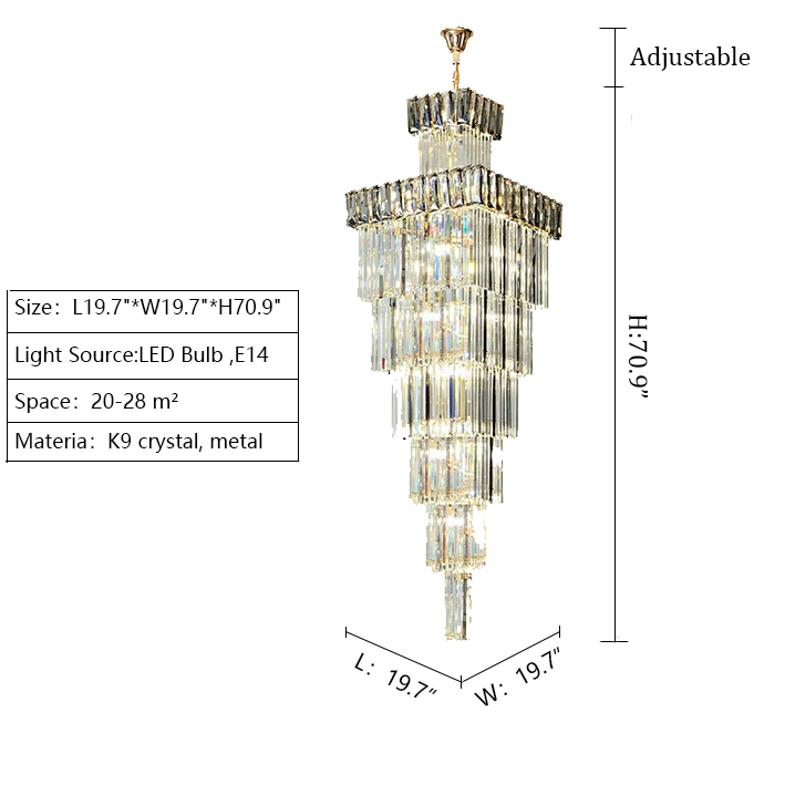 Luster Gaze Grand Lumina Vertical Crystal Foyer Chandelier - Background Shot