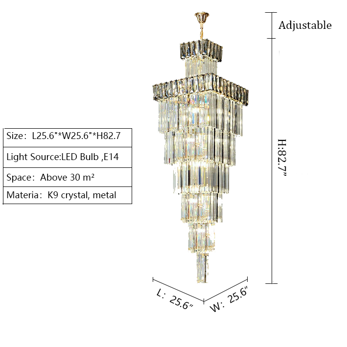 Luster Gaze Grand Lumina Vertical Crystal Foyer Chandelier - Background Shot