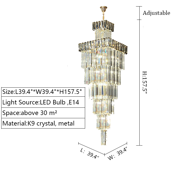 Luster Gaze Grand Lumina Vertical Crystal Foyer Chandelier - Background Shot