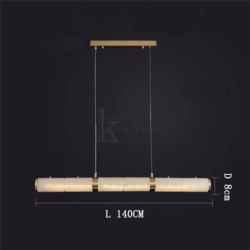 Chanavia Modern Linear Alabaster Chandelier, Chandelier Over Dining Table Pendant Light Luster Gaze 55.12''L