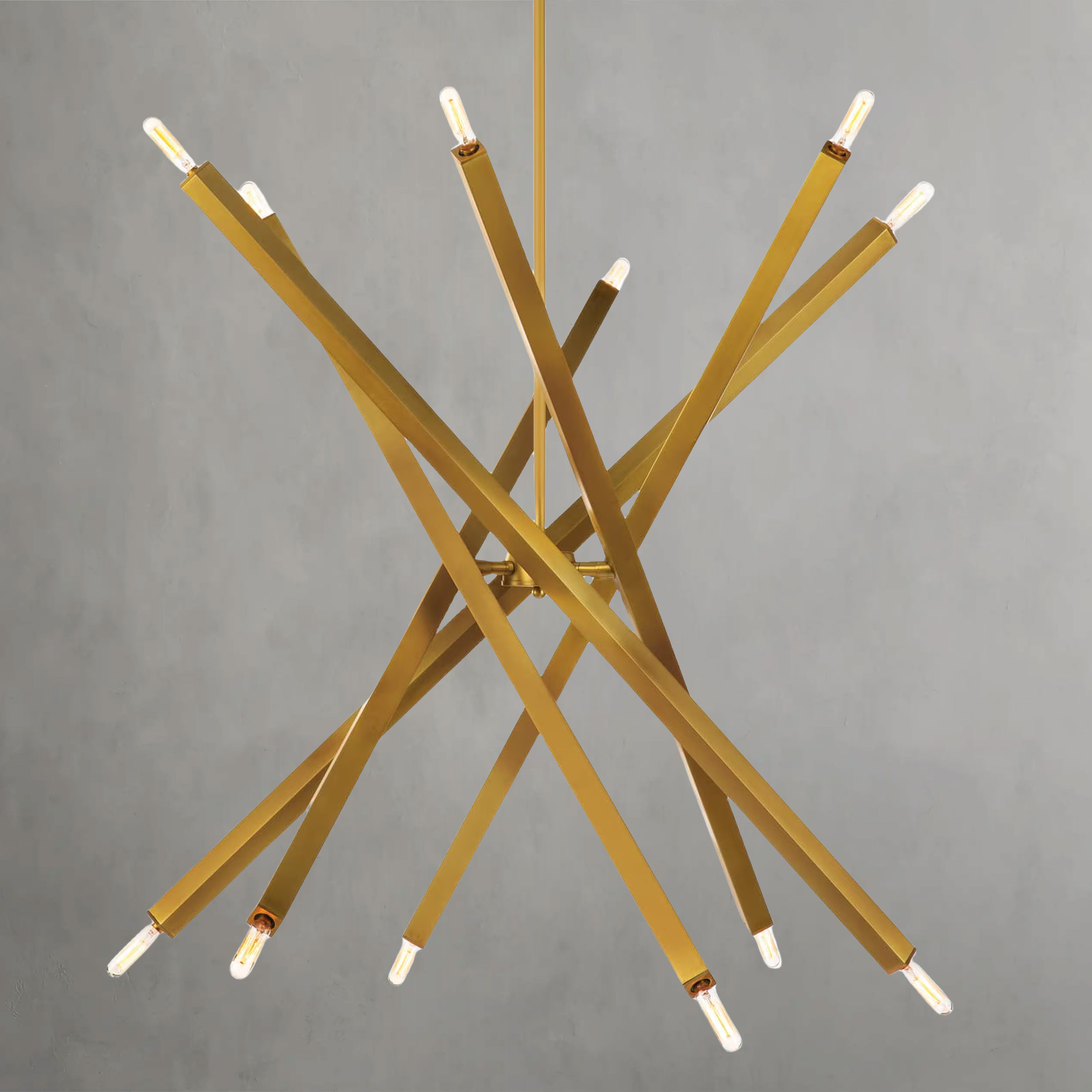 Luster Gaze Kinetic Brass 12-Light Chandelier - Background Shot